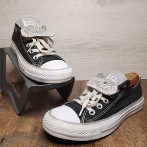 Converse All Star Size 8 Double Tongue Women's Sneakers Low Black Polka Dots